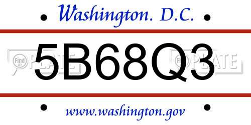 5B68Q3 District Of Columbia License Plate