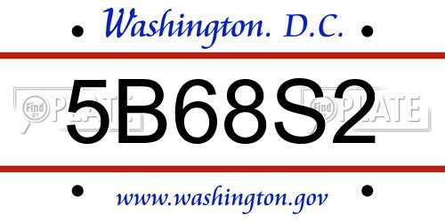 5B68S2 District Of Columbia License Plate