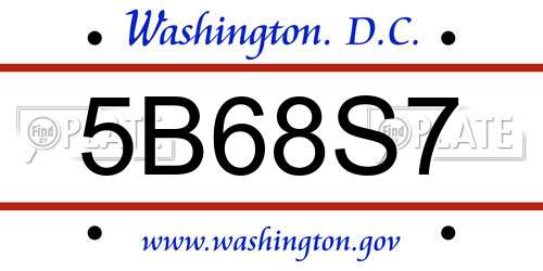 5B68S7 District Of Columbia License Plate