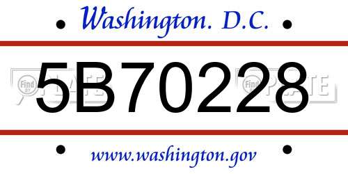 5B70228 District Of Columbia License Plate