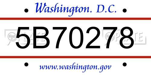 5B70278 District Of Columbia License Plate