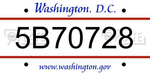 5B70728 District Of Columbia License Plate