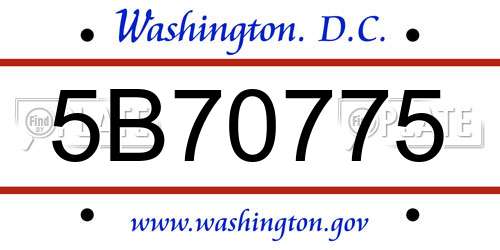5B70775 District Of Columbia License Plate