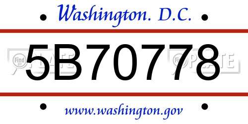 5B70778 District Of Columbia License Plate