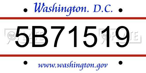 5B71519 District Of Columbia License Plate