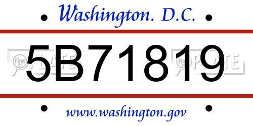 5B71819 District Of Columbia License Plate