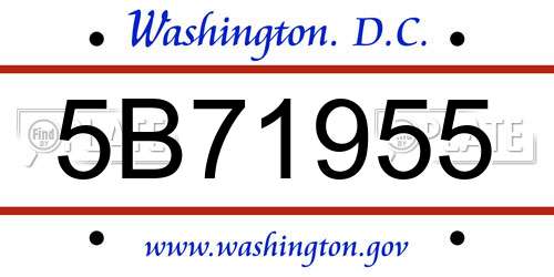 5B71955 District Of Columbia License Plate