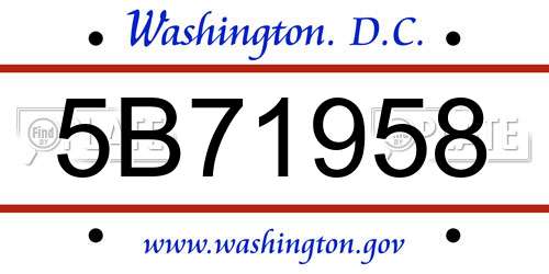 5B71958 District Of Columbia License Plate