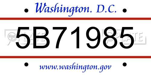 5B71985 District Of Columbia License Plate