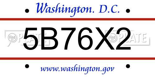 5B76X2 District Of Columbia License Plate