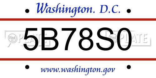 5B78S0 District Of Columbia License Plate