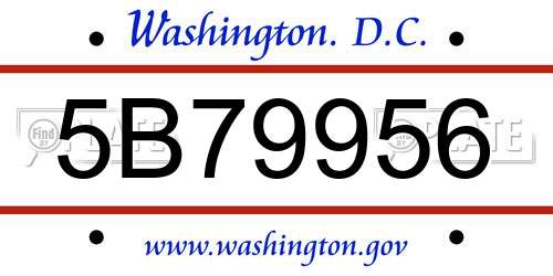 5B79956 District Of Columbia License Plate