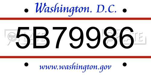 5B79986 District Of Columbia License Plate