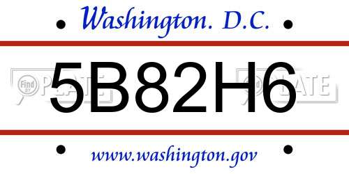 5B82H6 District Of Columbia License Plate