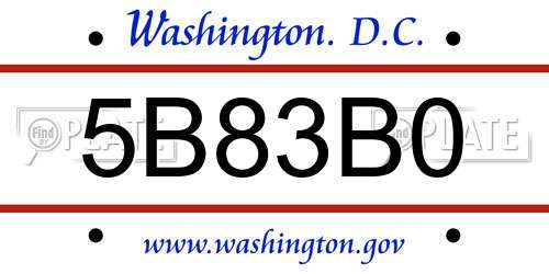 5B83B0 District Of Columbia License Plate
