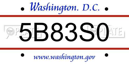 5B83S0 District Of Columbia License Plate