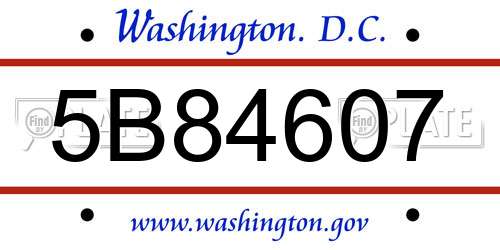 5B84607 District Of Columbia License Plate