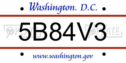 5B84V3 District Of Columbia License Plate