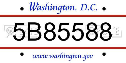 5B85588 District Of Columbia License Plate