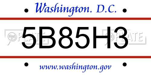 5B85H3 District Of Columbia License Plate