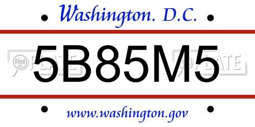 5B85M5 District Of Columbia License Plate