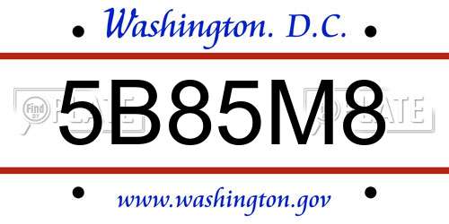 5B85M8 District Of Columbia License Plate