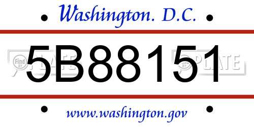 5B88151 District Of Columbia License Plate