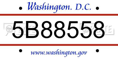 5B88558 District Of Columbia License Plate