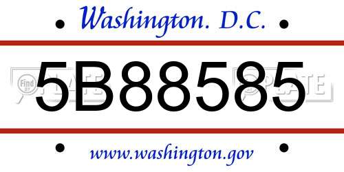 5B88585 District Of Columbia License Plate