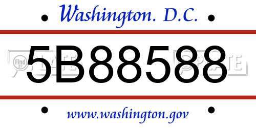 5B88588 District Of Columbia License Plate