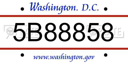 5B88858 District Of Columbia License Plate
