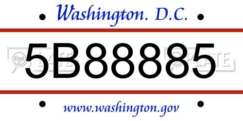 5B88885 District Of Columbia License Plate
