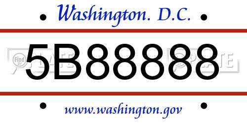 5B88888 District Of Columbia License Plate