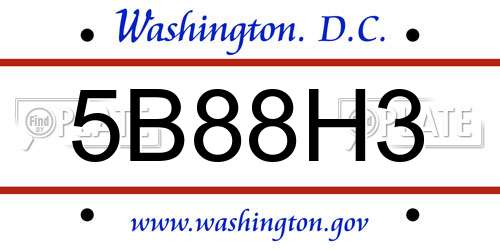 5B88H3 District Of Columbia License Plate