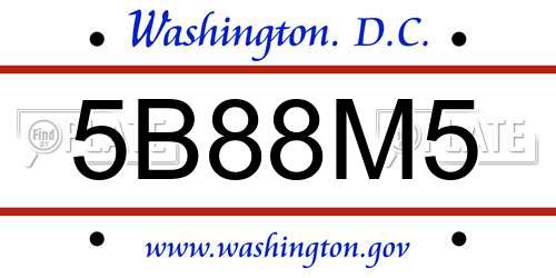 5B88M5 District Of Columbia License Plate