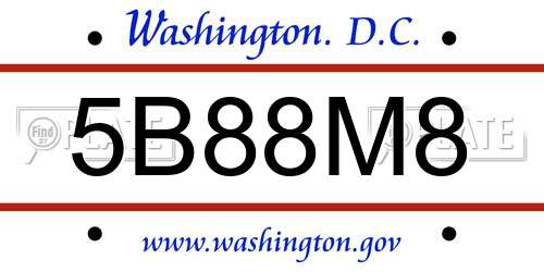 5B88M8 District Of Columbia License Plate