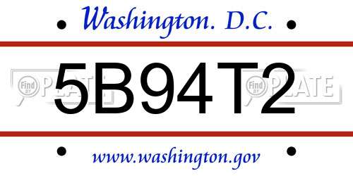 5B94T2 District Of Columbia License Plate