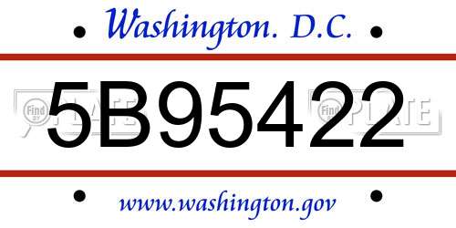 5B95422 District Of Columbia License Plate