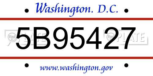 5B95427 District Of Columbia License Plate