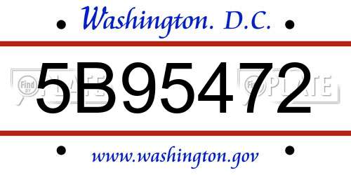 5B95472 District Of Columbia License Plate