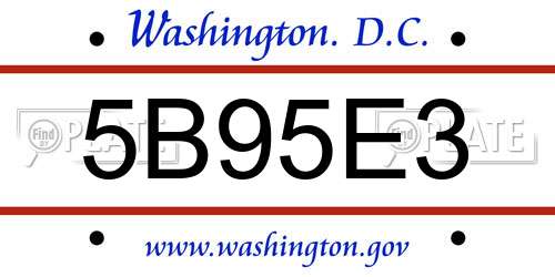 5B95E3 District Of Columbia License Plate