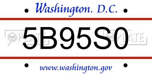 5B95S0 District Of Columbia License Plate