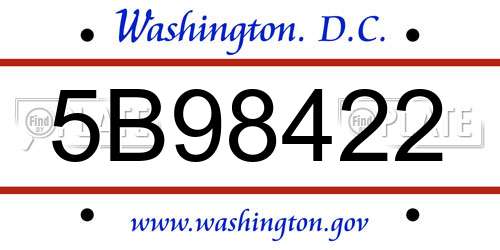 5B98422 District Of Columbia License Plate