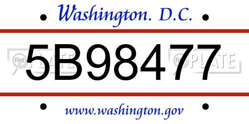 5B98477 District Of Columbia License Plate