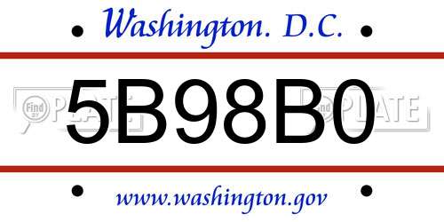5B98B0 District Of Columbia License Plate