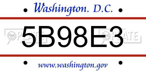 5B98E3 District Of Columbia License Plate