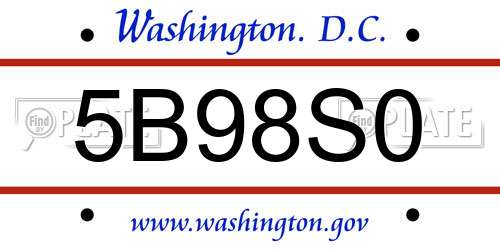 5B98S0 District Of Columbia License Plate