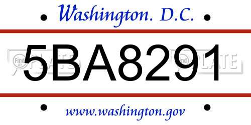 5BA8291 District Of Columbia License Plate