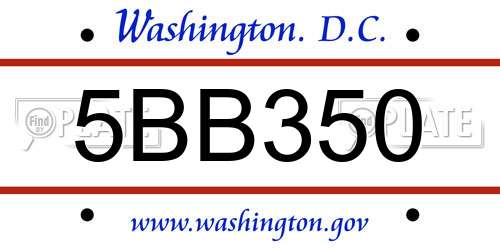 5BB350 District Of Columbia License Plate