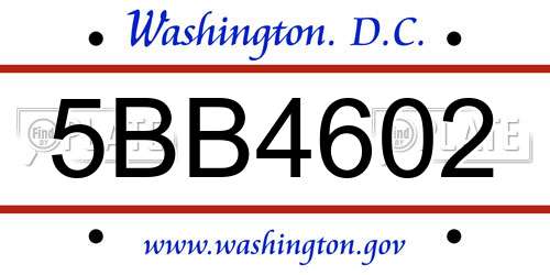 5BB4602 District Of Columbia License Plate